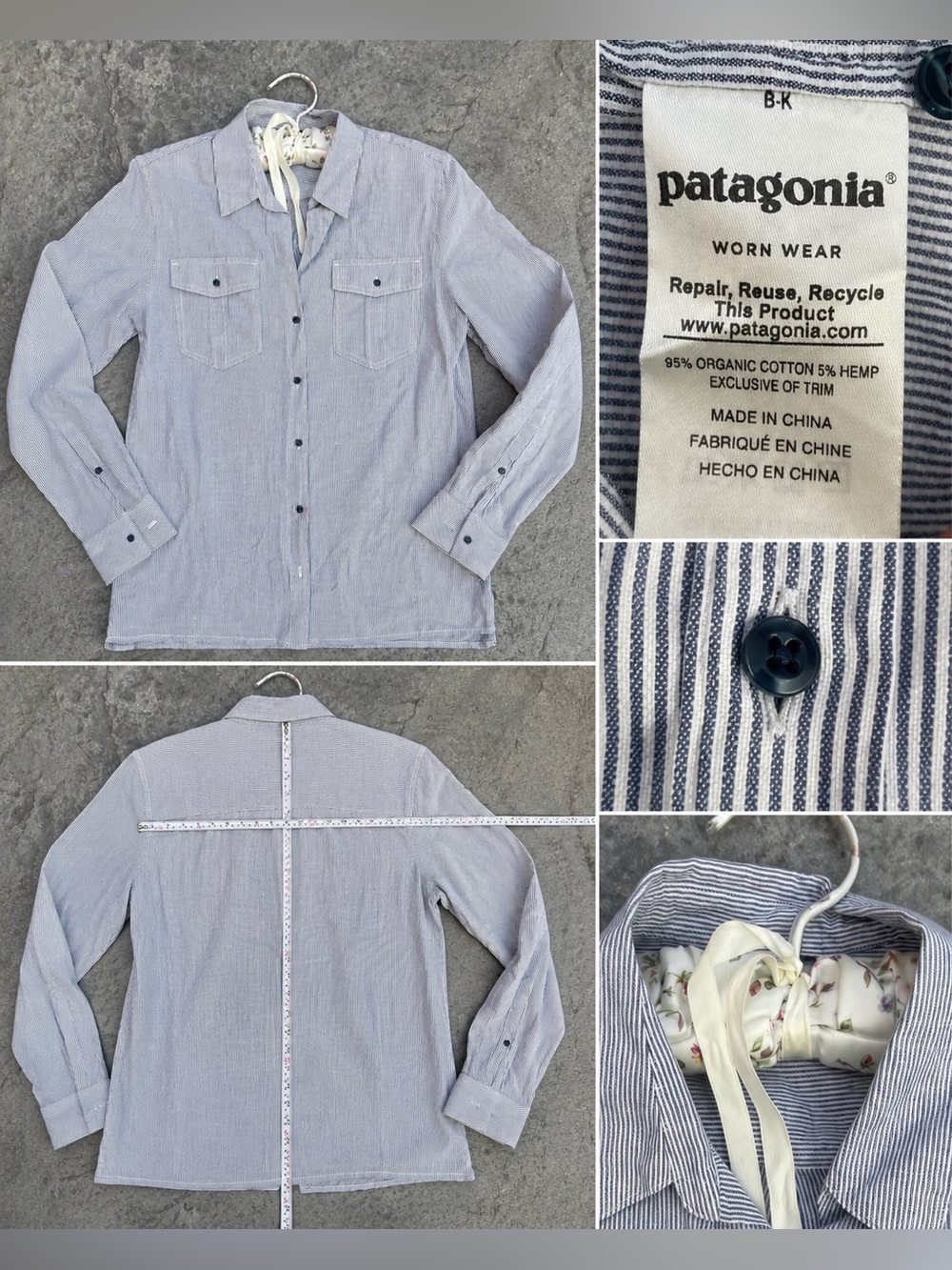 Patagonia Light Blue Striped Casual Button-Down Shirt - Picture 8 of 8
